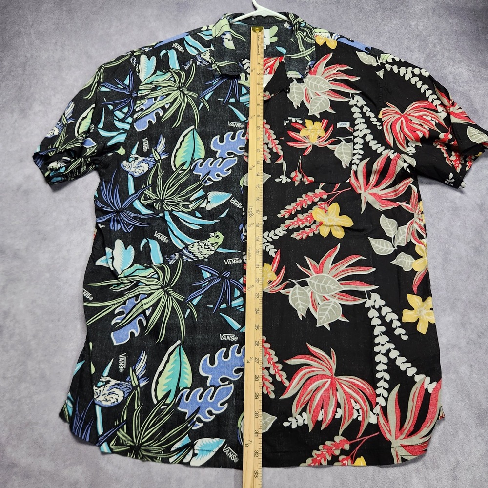 Vans Mens XXL Black Floral Tropical Split Print Short Sleeve Button Up Shirt - Picture 13 of 14